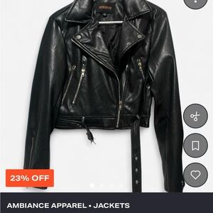 Ambiance Black Leather Biker Jacket
